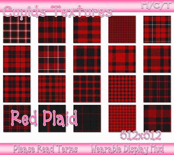 20 RED PLAID Textures