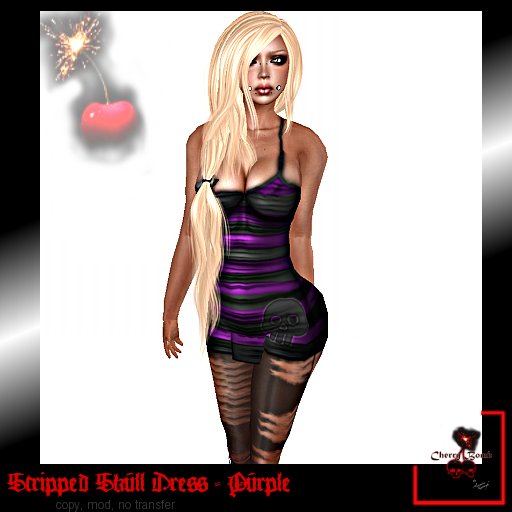 Striped Skull Dress -Purple - W/ Lola's Tango applier