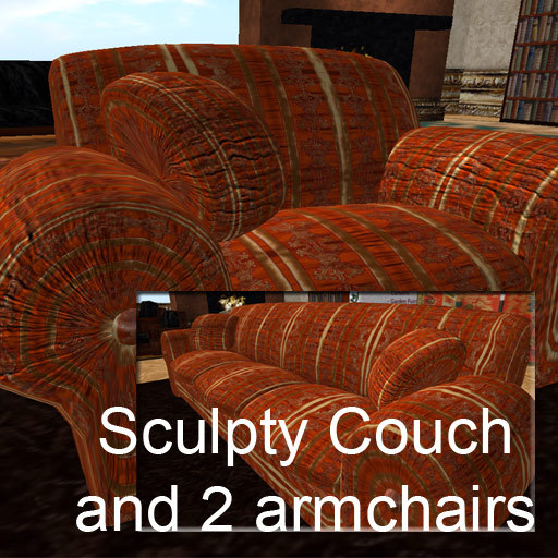 Sculpty Couch and 2 chairs Box