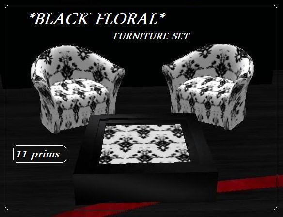 *BLACK FLORAL*   furniture set BOXED