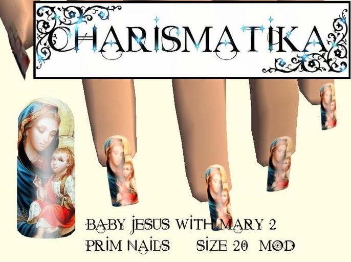 *Charismatika* Baby Jesus and Mary2 Prim Nails
