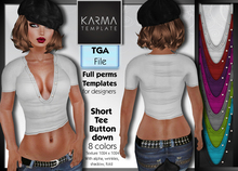 Karma Template - TGA - Short Tee Buttons Down - 8 Colors - High detailled Texture 1024 px