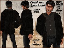 Mesh rigged leather jacket with zip men brown 2 size