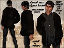 Mesh rigged leather suede jacket with zip men brown 2 size