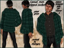 Mesh rigged plaid jacket with zip men green 2 size
