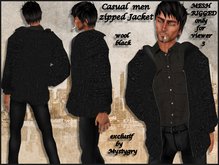 Mesh rigged wool jacket with zip men black 2 size