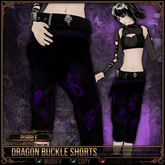 [Mesh] =^.^= Curious Kitties - Dragon Buckle Shorts - Purple 