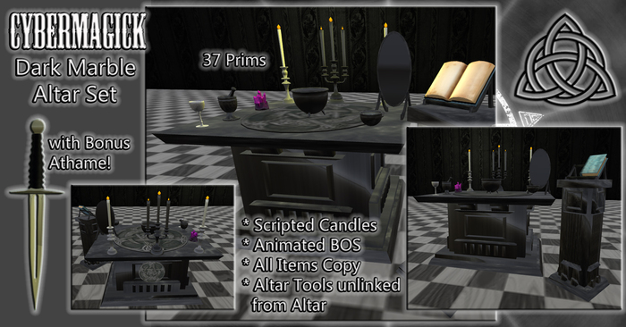 CM Dark Marble Complete Wiccan Altar Set