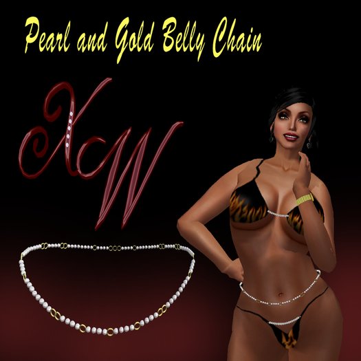 Gold and Pearl Bellychain boxed Promo