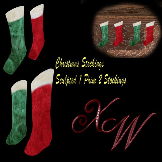 Single Prim Christmas Stockings - Sculpted