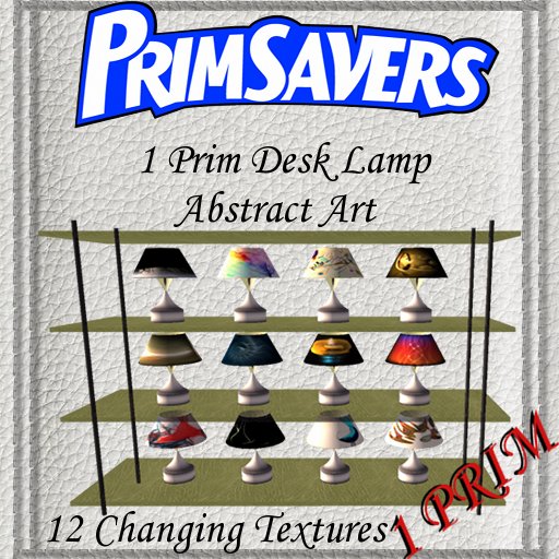 PrimSavers - 1 Prim Lamp - Abstract - 12 changing textures