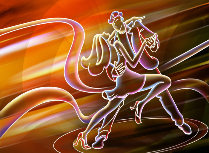 neon couple dancing