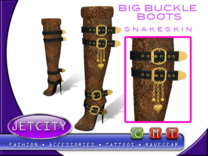 JETCITY - Big Buckle Boots- Snakeskin