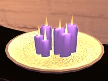 Silver bowl with lilac candles 