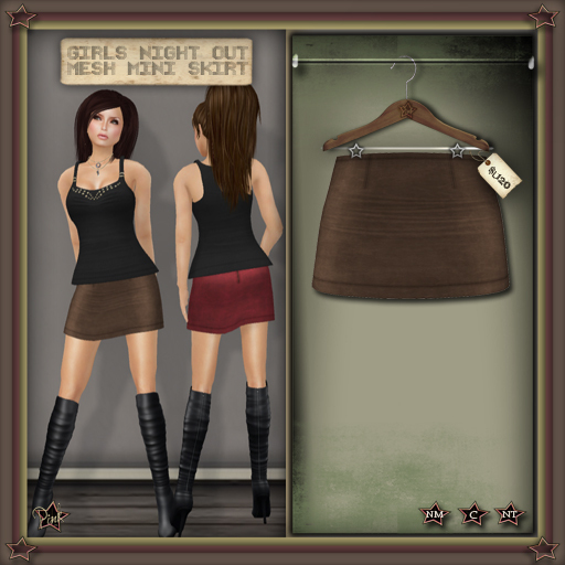 -=Pink Inc.=- Girls Night Out Mesh Mini Skirt Brown