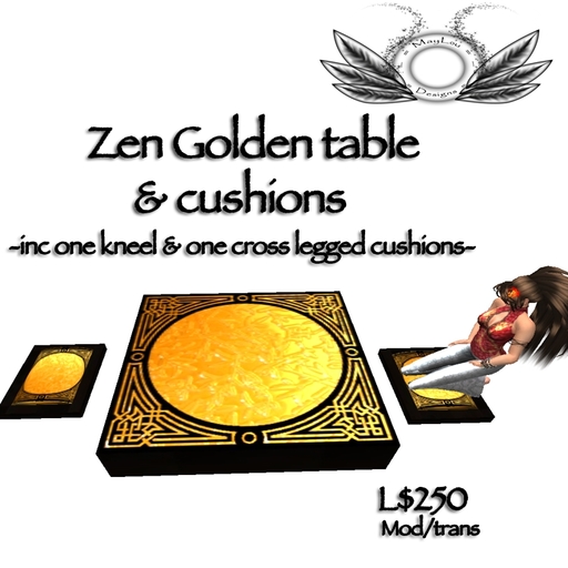 Zen golden tea table & cushions