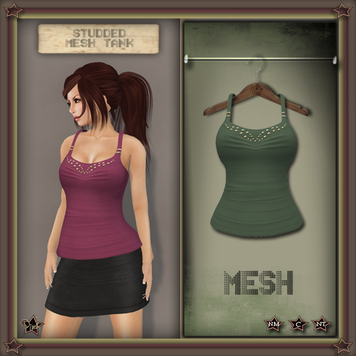 -=Pink Inc.=- Studded Mesh Tank Avacado