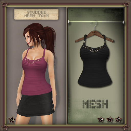 -=Pink Inc.=- Studded Mesh Tank Black