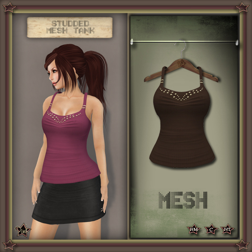 -=Pink Inc.=- Studded Mesh Tank Chocolate