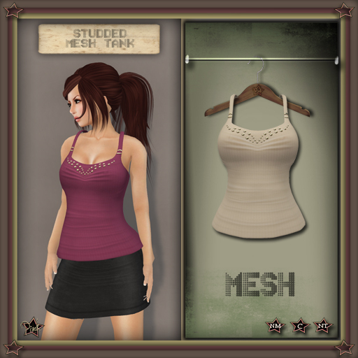 -=Pink Inc.=- Studded Mesh Tank Nude