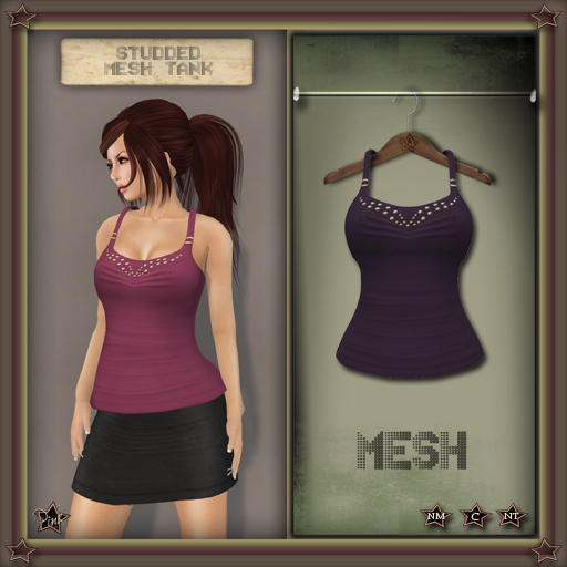 -=Pink Inc.=- Studded Mesh Tank Plum