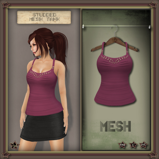 -=Pink Inc.=- Studded Mesh Tank Rasberry