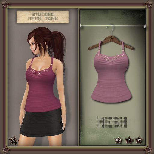 -=Pink Inc.=- Studded Mesh Tank Rose