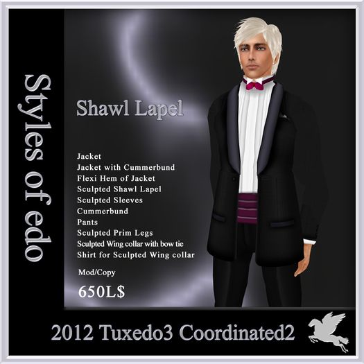 2012 Tuxedo3, Coordinated2, Styles of edo