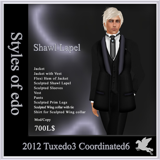 2012 Tuxedo3, Coordinated6, Styles of edo