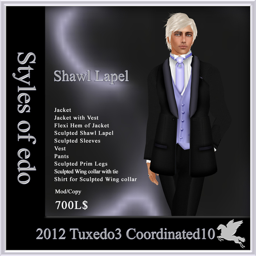 2012 Tuxedo3, Coordinated10, Styles of edo