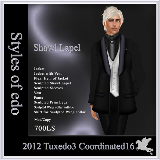 2012 Tuxedo3, Coordinated16, Styles of edo