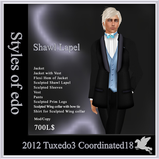 2012 Tuxedo3, Coordinated18, Styles of edo
