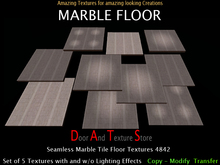 High Resolution Seamless Marble Floor or Wall with 5 Full Perm Floor Textures Included, with and without lighting  4842