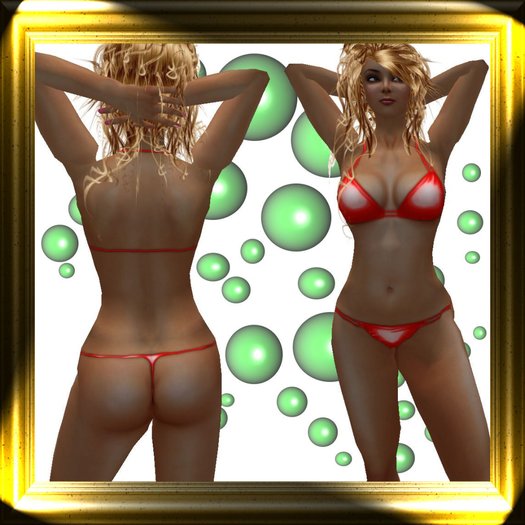 K&L Latex Bikini Red