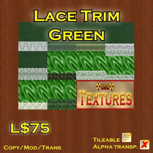 USC Textures - Green Fabric with Lace Trim 