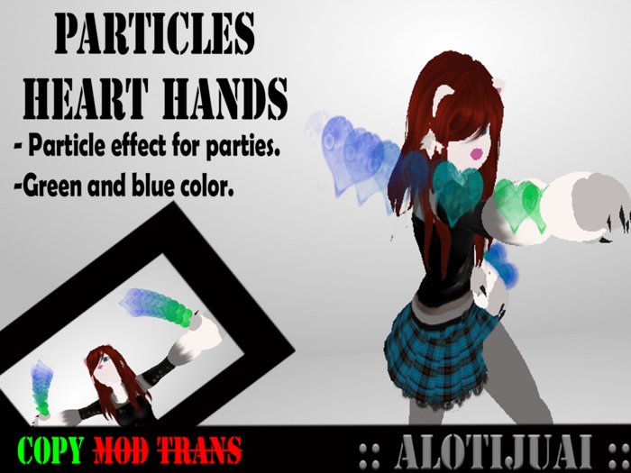 Particle heart hands (blue - green)