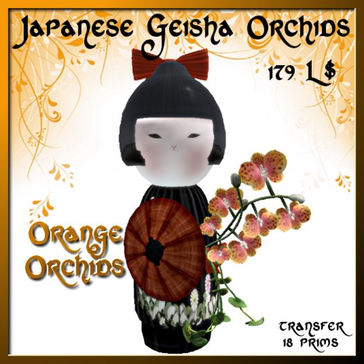 Japanese Geisha Orchids- Orange (giftbox)