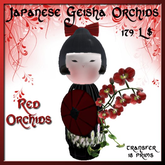 Japanese Geisha Orchids- Red (giftbox)