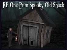 RE One Prim Spooky Old Shack - Sculpted - Spooky Graveyard Decoration! Copy/Mod