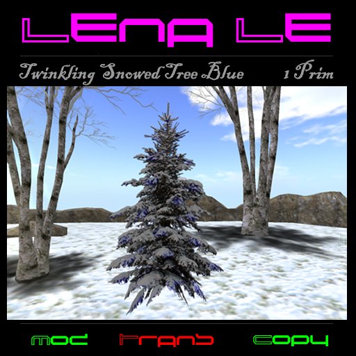 Twinkling Snowed Tree Blue 1 Prim