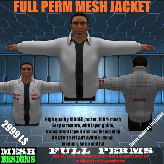 Full perm Mesh Jacket Rigged - ready to texture