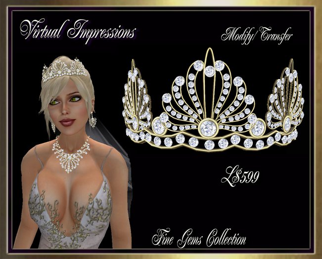 Virtual Impressions Ariel Tiara In Gold & Diamonds