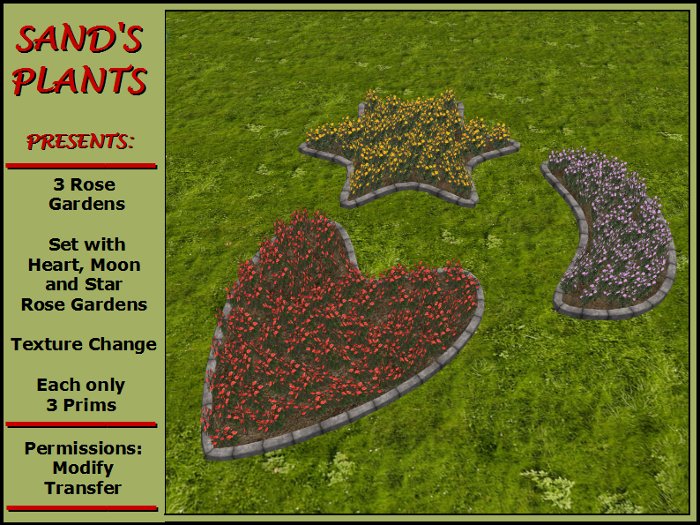Set with Heart, Moon and Star Rose Gardens, Texture Change