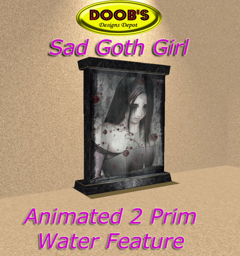 Sad Gothic Girl  Animated 2 Prim Water Feature