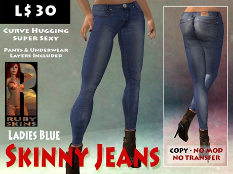 Second Life Marketplace - RUBY Skins Ladies Skinny Jeans BLUE