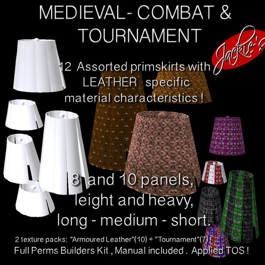 Full Perm MEDIEVAL COMBAT & TOURNAMENT Armored prim skirts, prim skirt Design & Construction kit 