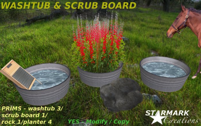 washtub & scrub board from STARMARK CREATIONS -- promo price --