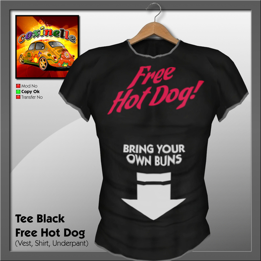 Coxi -  T-Shirt Black Free Hot Dog
