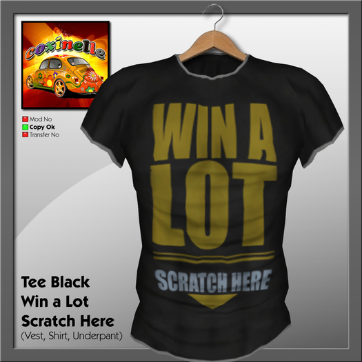 Coxi -  T-Shirt Black Win a Lot, Scratch here