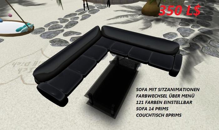 sofa mit tisch /farbwechsel
